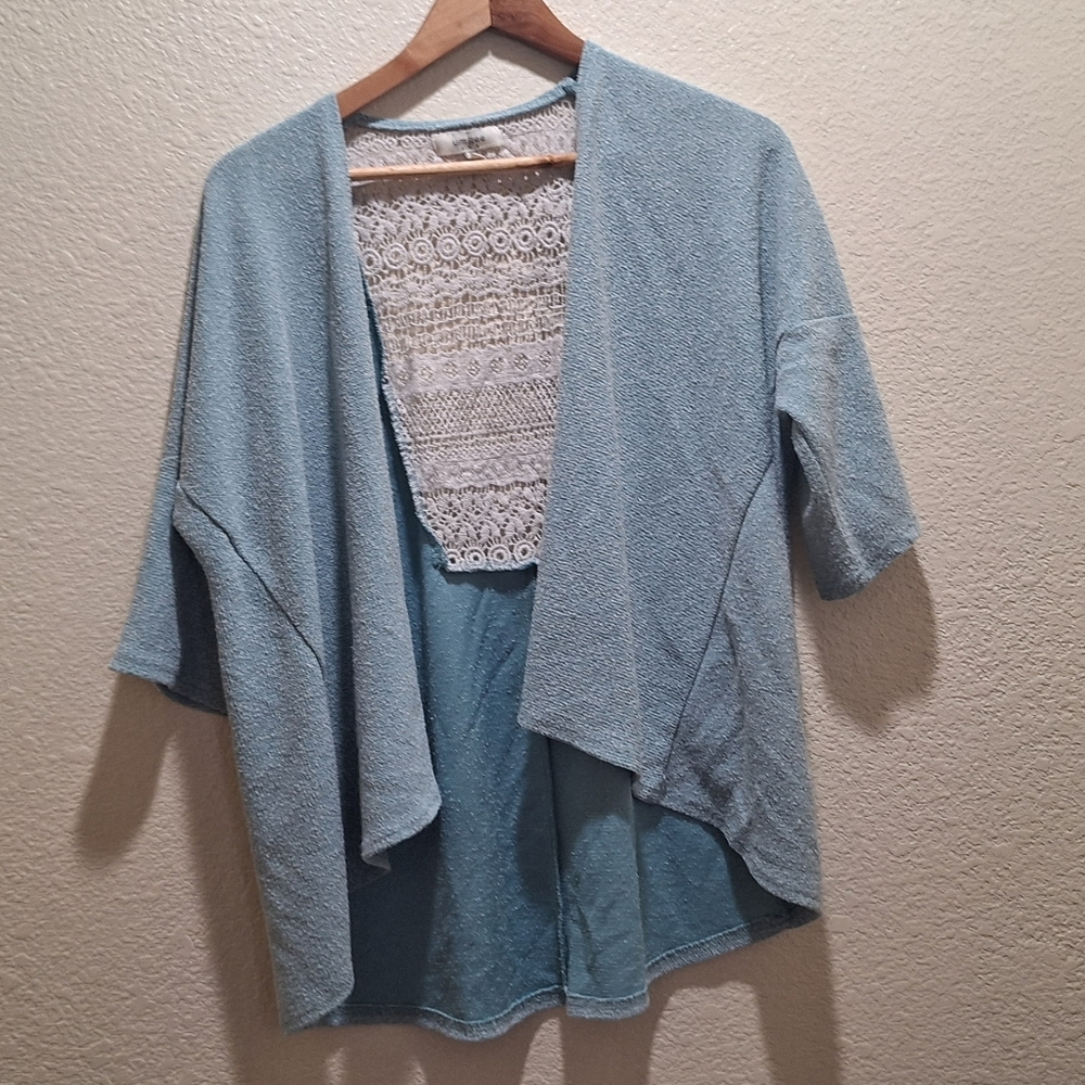 🏷 2/$12 Umgee Short Sleeve Lace Detail Cardigan Sweater
